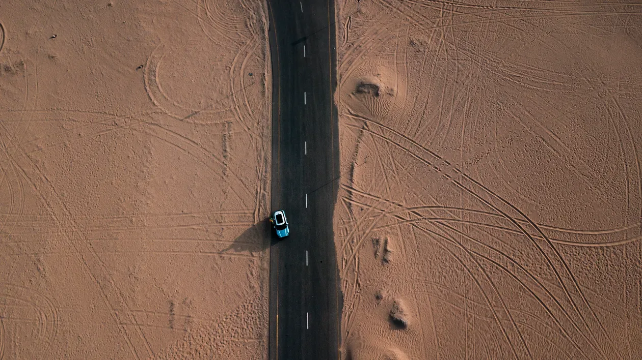 Private taxi on the highway from Makkah to Madinah