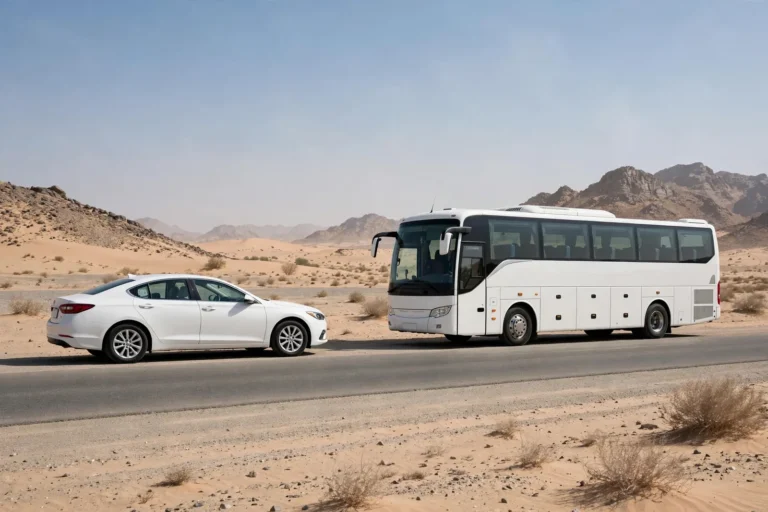 Private taxi and coach bus options for Umrah travel